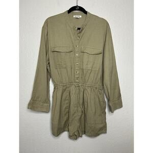 Billabong Wake The Night Women's Lifestyle Short Romper Green Long Sleeve Large